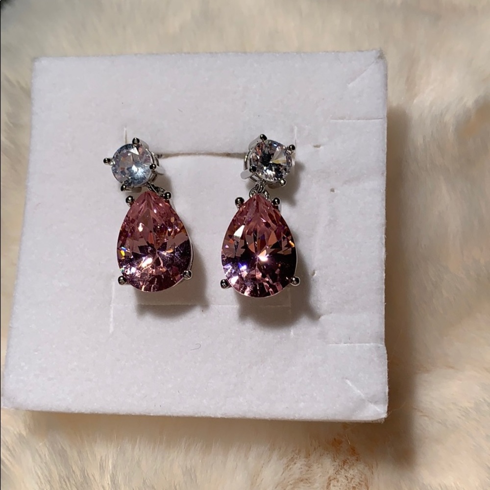 Sparkling CZ white and pink earrings